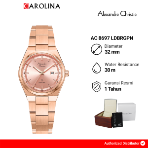 Jam Tangan Wanita Alexandre Christie Classic AC 8697 LDBRGPN Pink Dial Rosegold Stainless Steel Strap