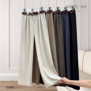Quần suông ống rộng (CÓ BIGSIZE 40 - 80KG) vải tây cạp cao kiểu dáng quần suông ống rộng nữ ( không kèm đai)-DTS- Mã 6340