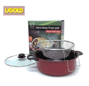HOME CHEF 24cm Non Stick Sauce Pan / Cook Pot with Deep Fryer Basket | Model NSDF-1609 | Kuali | Penggoreng
