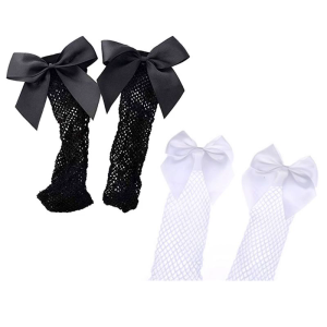 Popular Small Grid Fishnet Socks with Bow Net Baby Girl Elastic Fishnet Mesh Short Socks with Ribbon Bow Socks