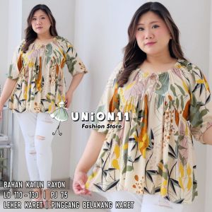 UNION11 - BLUS JUMBO BIGSIZE XXXL WANITA LD 110 - 130 CM / ATASAN WANITA JUMBO KEKINIAN / ATASAN WANITA JUMBO XXXXL / ATASAN WANITA JUMBO BB- KG / KEMEJA WANITA JUMBO CASUAL / KEMEJA WANITA JUMBO KEKINIAN / JUMBO LESTI/MOLINA