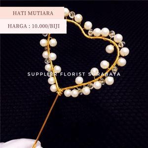 SFS - TANCAPAN KUE TART MODEL HATI MUTIARA PEARL CAKE TOPPER BIRTHDAY CAKE ULANG TAHUN HIASAN KUE ULTAH TUSUKAN HEART LOVE PEARL MUTIARA
