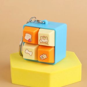 PERSLIGH 4 Button Keyboard Fidget Keychain Sounding Portable Stress Relief Keyring Squeeze Glowing Clicker Pendant Stress Relief