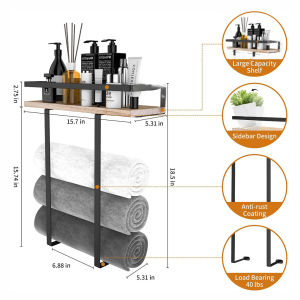 Wood Towel Rack Towel Holder for Bathroom Rack Organizer Toilet Accessories Bathroom Shelf Organizer Bathroom Shelves Rust Proof Stand