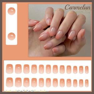 [Carmelun] 2025 Newest 24PCS Set Nail Art French Fake Nails Set With Glue ABS Plastic - Simple Short Nail Stickers
