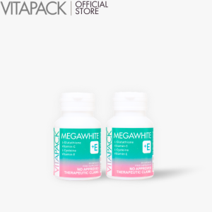 60 Day Vitapack Megawhite Plus +E L-Glutathione Gluta Whitening All-in-One with Vitamin E Tocotrienol 60 Caps
