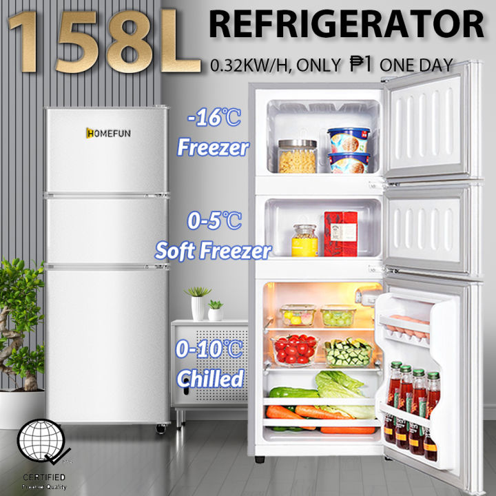 【HOMEFUN】Refrigerator Inverter With Freeze Energy Saving 3Door Small