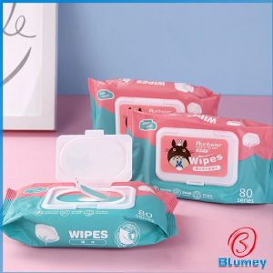 Blumey ผ้าเปียก ทิชชู่เปียกทำความสะอาด กระดาษทิชชู่เปียก 80 แผ่น Baby hand and mouth wipes