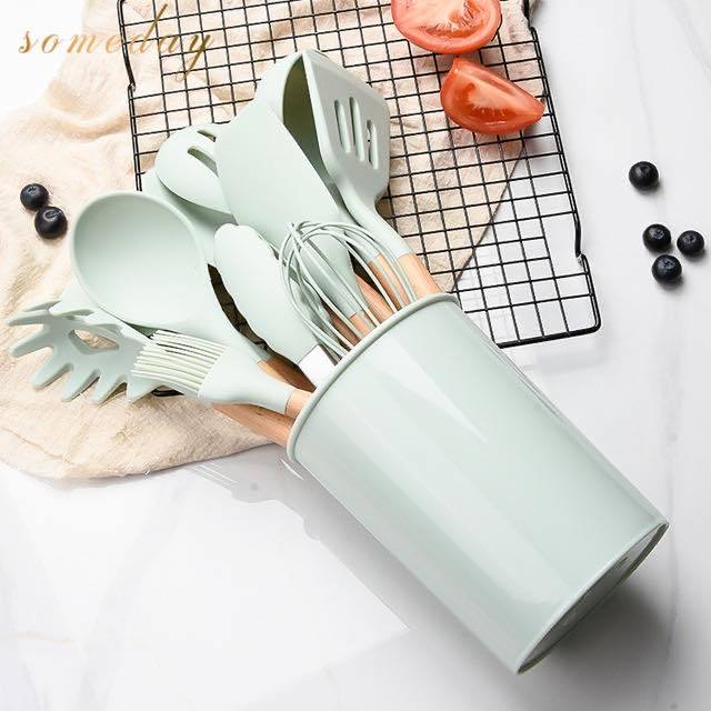 freemarketshop%20New%2012%20Pcs%20Wooden%20+%20Silicone%20Kitchen%20Utensils%20/%20Cooking%20Tools%20Set%20Kitchen%20Cooking%20Tools%20Stand%20Kitchenware%20Spatula%20Silicone%20Kitchen%20Utensils%20Set%20With%20Wooden%20Handles%20Heat%20Resistant%20-30%20to%20230%20C.%20-%20Image%2010