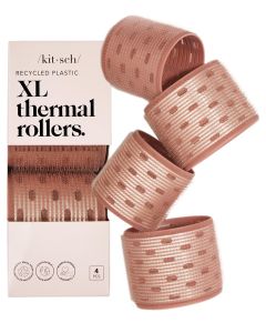 Kitsch Ceramic Hair Rollers for Women – Self-Grip Hair Curlers for Heatless Overnight Curls Long-Lasting Frizz-Free Volumizing Large Rollers for All Hair Types – Terracotta 4 Count (Pack of 1)