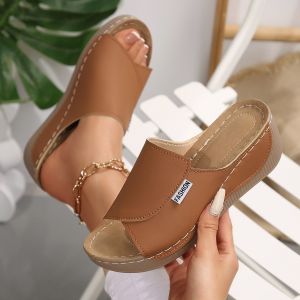 [Free Shipping] New Summer Wedge Heel Sandals Fashionable Fish-Mouth Design Lightweight Beach Sandals For Women Available In Stock