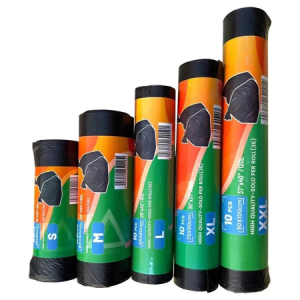 100PCS Black Thickened Heavy Duty Trash Bags Leak Proof Tear Resistant Multiple Sizes for Household Office Commercial Industrial Daily Waste Disposal Use