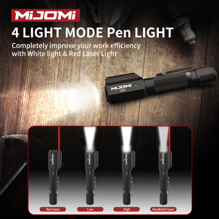 Mijomi đèn pin led b20 mini đèn pin la-ser đèn pin với red-laser cho ...