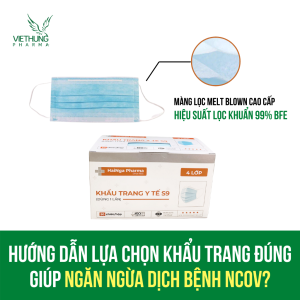 Khẩu trang y tế 4 lớp kháng khuẩn HaiNga Pharma màu tranwsng và xanh màng lọc Melt Blown diệt nấm mốc bụi mịn kháng khuẩn Hộp khẩu trang 50 cái
