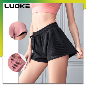Luoke Yoga Mesh Vent Shorts Loose Thin Yoga Pants Fitness Pants Quick Drying Training Runnin Gelastic Waistband Shorts for Women