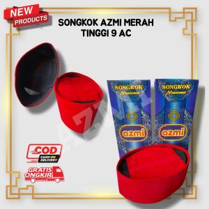 Songkok Nasional Songkok Azmi Merah Songkok Betawi Tinggi 9 AC dan Full AC Berkualitas!!!