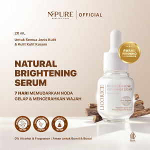 NPURE Glowing Serum Licorice 20 ml / Brightening / Niacinamide / Wajah Cerah Glowing / Flek Hitam / Kulit Kusam / Bekas Jerawat / Meratakan warna kulit / No Alcohol / Hypoallergenic / Dermatologically Tested / Aman Bumil Busui / HALAL