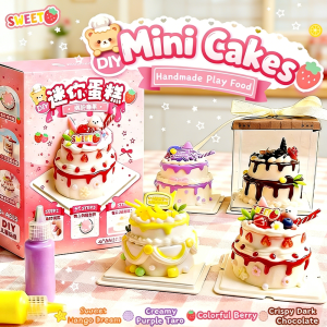 Mini Cream Glue DIY Cake Craft Kit Fake Food Play Handmade Decoration Toy Complete Accessories Creative Birthday Holiday Gift for Kids Boys Girls Beginners