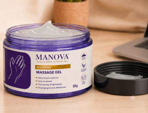 Manova Hand and Wrist Comfort Gel - Relieves pain from Arthritis Repetitive Strain Carpal Tunnel and Muscle Fatigue. Suitable for Seniors Desk Workers Freelancers and Professionals.