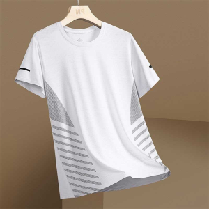 [4 colors] Ice Silk Mens Quick Dry Shirt Fashion Quick-Dry Solid Color Training/Sports Loose Mesh T Shirt Summer Cool Short Sleeve Casual Quick Dry Basic Tops for Men Plus Size