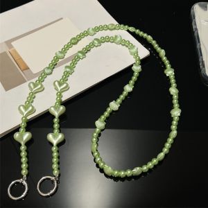 TAQ57 Crossbody Long Crossbody Phone Chain Sweet Long Cellphone Lanyard Kawaii Beads Beads Phone Strap Phone Accessories