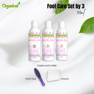 Foot Care Set by 3 Hand And Lotion Scrub Soak with FREE foot File and Pouch By Organicair