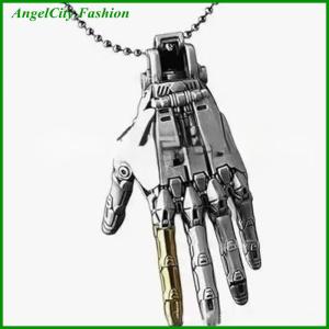AngelCity Fashion Store Fashion Mechanical Bionic Hand Pendant With Chain For Men Women Creative Movable Finger Joints Robot Hand Necklace Jewelry