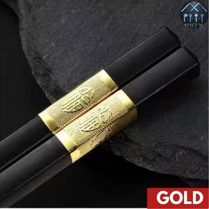 PM - Premium Fiberglass Alloy Chopsticks set Non-Slip With gold “FU" word (10 pairs) Dishwasher Safe