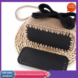 Graceful 8x20ซม. ทำด้วยมือรูปวงรีด้านล่างสำหรับกระเป๋าถักหนัง PU อุปกรณ์เสริมที่ทนต่อการสึกหรอด้านล่างมีรูโครเชต์ DIY กระเป๋าด้านล่าง