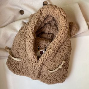 GENENIC Comfortable Novelty Cute Cap With Cartoon Hat With Earmuffs Bear Ears Women Plush Hat Lamb Fleece Hat Korean Hat