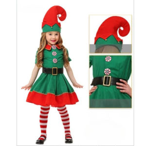 Green Elf Costume Set for Family Christmas Party - Parent-Child Adult and Kids Cosplay Outfit