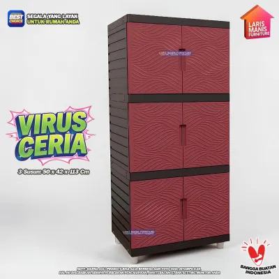 LEMARI PAKAIAN KINGDOM VIRUS LEMARI PINTU 5 SUSUN KABINET LEMARI PLASTIK MINIMALIS - FULL CREAM