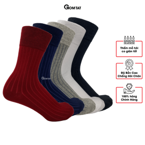 Hộp 5 đôi tất nam công sở GOMTAT mẫu gân chìm chất liệu cotton cao cấp hút ẩm thoáng khí - GOM-TAYGANCHIM-CB5