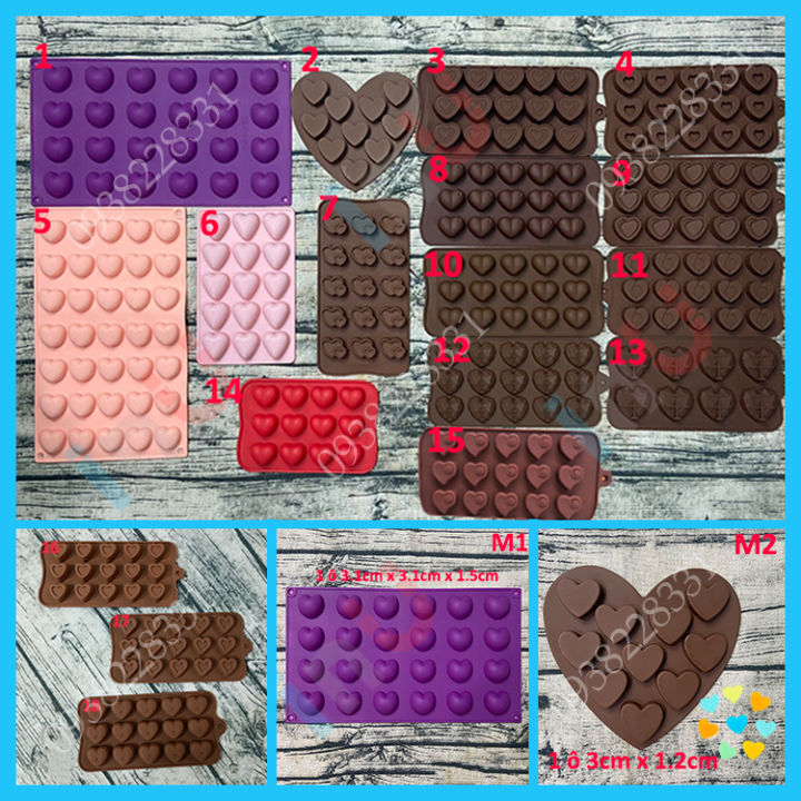 HCM - Khuôn silicon mẫu hình Tim làm socola tặng valentine, đổ rau câu ...