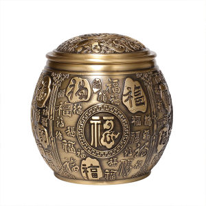 ทองแดงฟอร์จูนชามข้าวขวดชาที่มีฝาปิดโฮมออฟฟิศเครื่องประดับฮวงจุ้ยตกแต่งสมบัติชาม