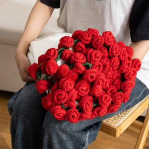 MLADEN 2in1 Rose Blanket Crochet Flower Bouquet Soft Lightweight Handmade Blanket Home Decor Girlsfriend Gift