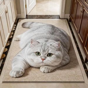 NOBLELYN 40×60CM 3D Cat Floor Mat Realistic Diatomaceous Earth Bathroom Carpet Cute Washable Bedroom Door Rug Home Decor