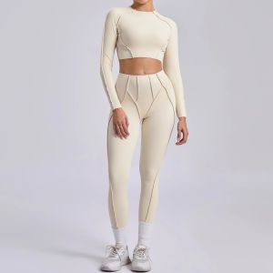 Sportswear Yoga Set Womens Workout Clothes Athletic Wear Sports Gym Legging Seamless Fitness Bra Crop Top Long Sleeve Yoga Suit2026