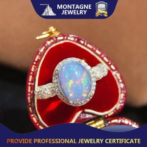 Montagne Jewelry Natural 9x11mm Australian Opal Ring Elegant Design Fine Jewellery 925 Silver Ring