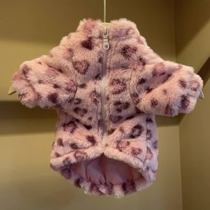PLLEWY Windproof Dog Warm Clothes Winter Love Leopard Print Dog Hiking Jacket Fashion Soft Pet Clothes for Small Medium Dog