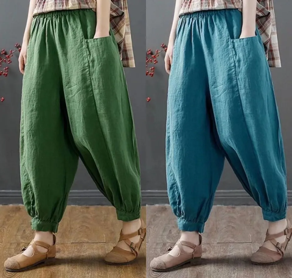 2023 Autumn Pure Cotton Lantern Trousers for Women Casual Loose