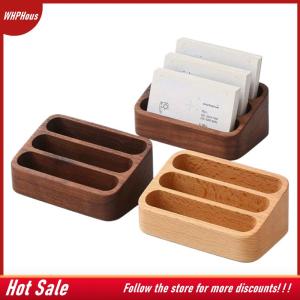 【COD】🔥🔥🔥 1pcs Wood Desktop Business Card Display Stand Memo Holder Storage Box Wood Card Organizer For Office
