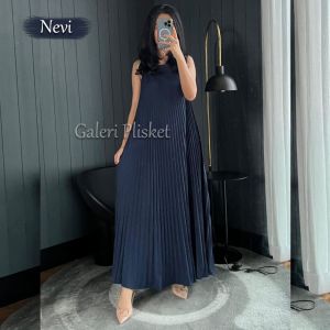 Gamis buntung tali satu/dres plisket panjang/inner plisket hyget premium