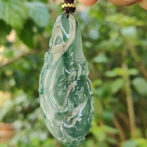 Super Rare Old Mine 3.34 Specify Gravity Highly Translucent Carved as Horse Natural Type A Jadeite Pendant with NGI Gemstone report weight 141.40 grams 62.46 * 26.67 * 13.29 mm Very fine grain colorless to faint bluish green (pendant138)
