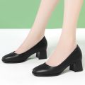 Korean Style Mid-Heel Block heels shoes for women Non-Slip Office Heels for women. 