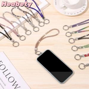 Heabety Luxury Mobile Phone Crystal Wrist Straps Glitter Rhinestone Phone Lanyard Keychain Hanging Anti-lost Rope