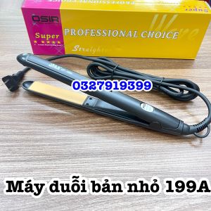 Osir Máy duỗi tóc chuyên nghiệp bản nhỏ 199A gốm ceramic chống dính cao cấp 45W-80W 4 mức chỉnh nhiệt 160-220°C dây xoay 360° an toàn bền bỉ