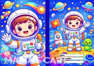Astronaut A5 School Notebook for Kids Boys | Waterproof Laminated Cover | 70 GSM Quality Thick Paper |