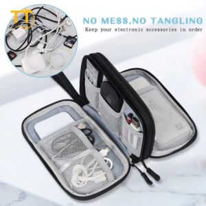 Tri-Town Double Layer Travel Organizer Pouch Portable Cable Storage Gadget Organizer Waterproof Electronics Organizer Charger Bag