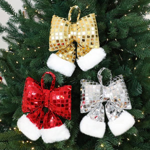 Decorative Decoration Mirror Sequin Knitting Decorative Hangings Fashion Bow Tie Festive Charms